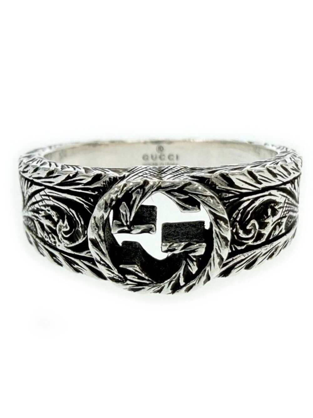 Gucci Silver Interlocking G Arabesque Ring
